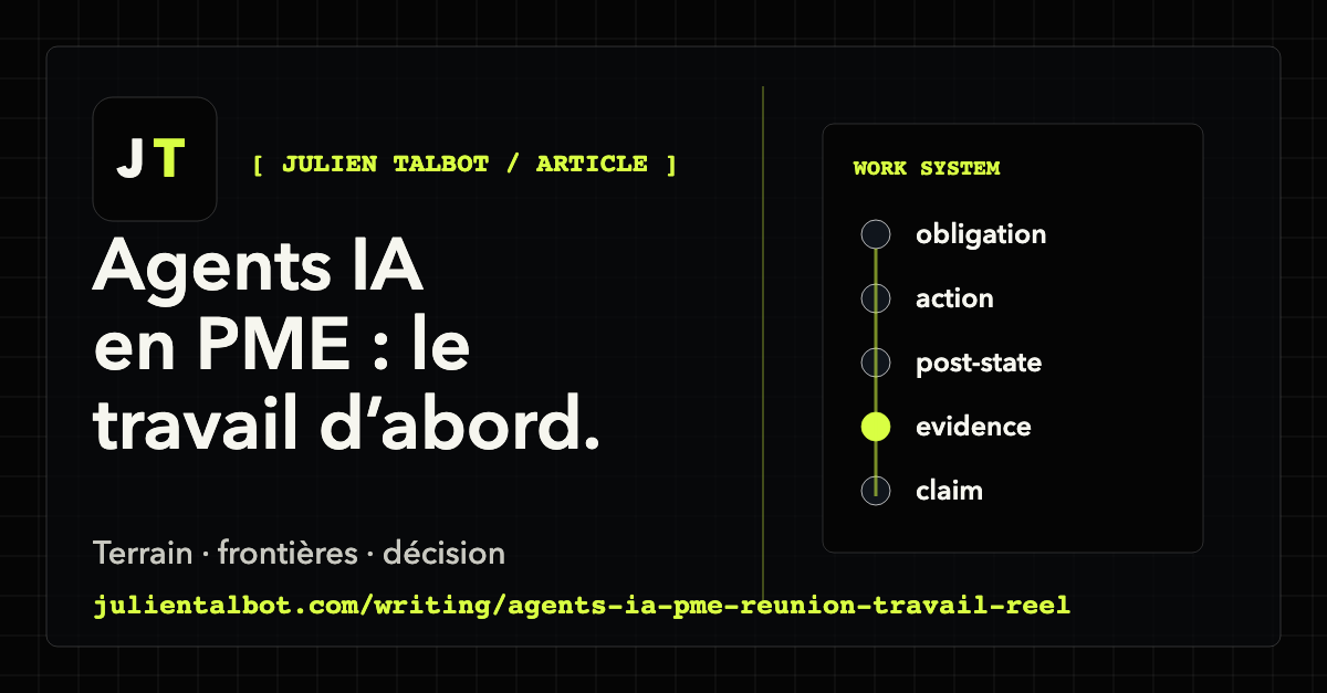 Agents IA en PME : commencer par le travail réel