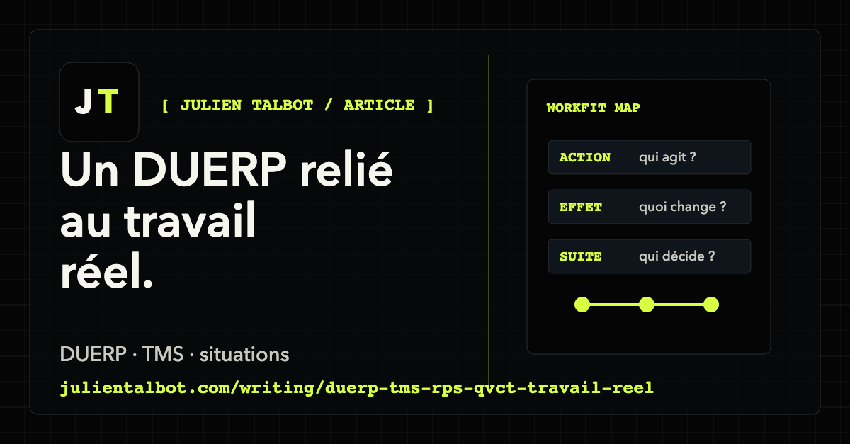 DUERP, TMS, RPS, QVCT : relier le risque au travail réel